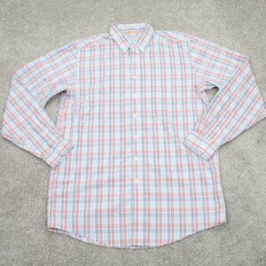 LL Bean Shirt Mens 15 1/2, 36 Red/Blue Wrinkle Resistant Traditional Fit L/S